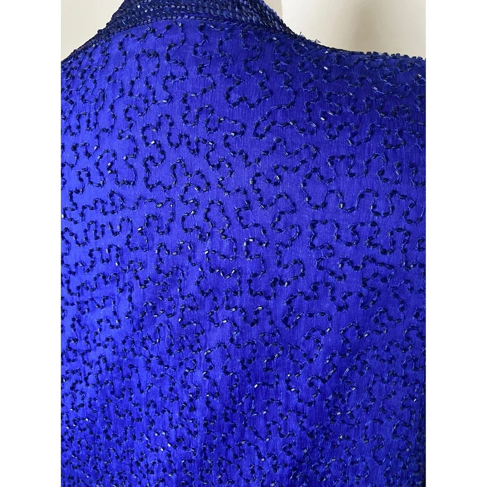 Vintage Special Occasion Royal Blue Beaded Sequin Evening Bolero Jacket NWT 90s